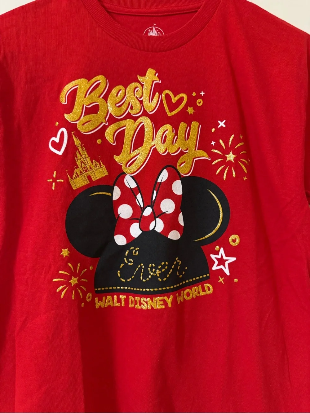 Walt Disney World Red Minnie Mouse 'Best Day Ever’ Graphic Tee - Kids Large
